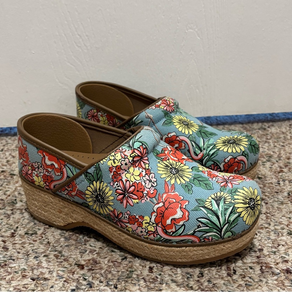 Dansko Flamingo Jute Clogs